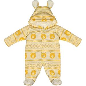 سالوبيت بكباسين بأكمام طويلة مع غطاء للرأس مطبوعة برسمة دب للأطفال الرضع الصغار من بيبي شورا (عبوة من قطعة واحدة)