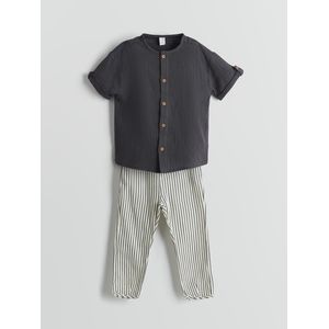 LC Waikiki Grandad Collar Boy's Shirt And Striped Trousers 2 Pack