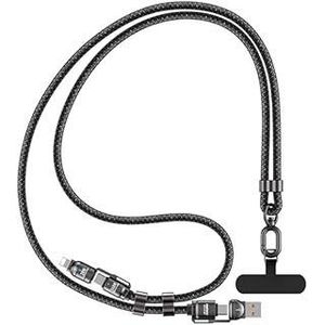 REMAX C7 240W Multi-Function Braided Lanyard Cable, 4-in-1 USB Type-C to Compatible Cable with Adjustable Strap, 1.5M, Tarnish
