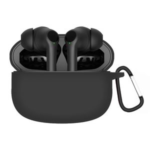 Silicone Case Compatible with Oraimo FreePods 3 Earbuds, Soft Silicone Protective Case Cover, Shockproof Sleeve with Carabiner - Black