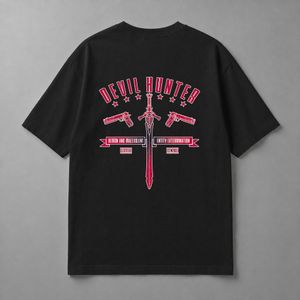 T-Shirt Anime Oversized Cotton T-08 -  Black