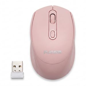 Platinum ماوس لاسلكي من بلاتينيوم PL-110 - وضع مزدوج - قابل لإعادة الشحن - نقرة صامتة - 1200 نقطة في البوصة - إضاءة RGB - تصميم أنيق - بينك