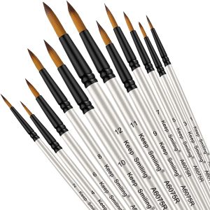 Artist Paint Brushes Set, 20 Pieces Paint Brushes for Acrylic Painting and  1 Pcs Tray Palette, Round Pointed Watercolor Paint Brush for Rock Painting