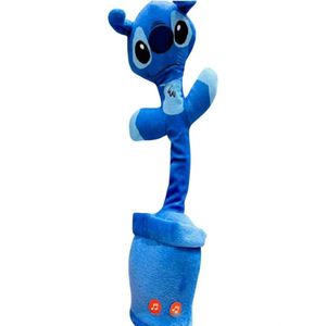 Dancing Stitch Cactus Imitates Voice, Musical, Rechargeable, Dancing Stitch Cactus Plush Toy (Blue)