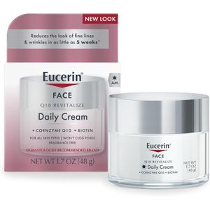 Eucerin Q10 Anti-Wrinkle Face Cream, Unscented Face Cream for Sensitive Skin, 1.7 Oz Jar
