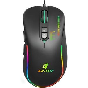 Jertech اوس ماكرو ألعاب جرتك XP13 GUNS سلكي DPI 3600 بإضاءة LED ملونة - كروم تردد 1000 Hz أسود