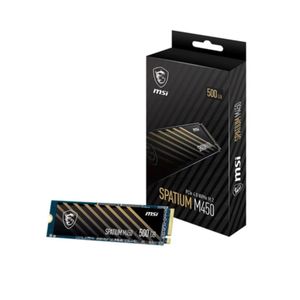 MSI Spatium M450 PCIe 4.0 NVMe M.2 PCIe 4.0 NVMe، سرعة قراءة تصل إلى 3600 ميجابايت/ثانية، وسرعة كتابة تصل إلى 2300 ميجابايت/ثانية - أسود