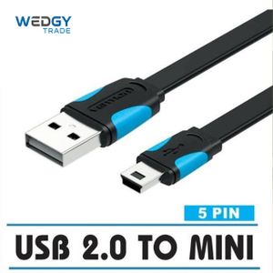 WEDGY TRADE كيبل USB 2.0 من نوع A ذكر إلى Mini 5 Pin ذكر - للشحن ونقل البيانات 1 متر - أسود