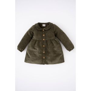 Baby Girl Baby Neck Regular Fit Woven Dress - Lt.Khaki