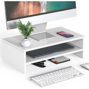Monitor Stand, Monitor Riser, for Desk Office Home, White, 42.5cm * For Laptop PC Screen Computer Printer TV, 2 Tiers, Non-slip Pads, Multi-functional, Multi-storage, Desk Shelf, Desk Organizer