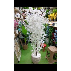 tree White ficus tree, 150 cm, white leather paper, white boots with rough and slippery chips