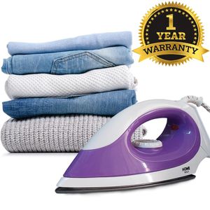 Home Gold مكواة بخار هوم جولد HG-898A كي بدون مجهود بقاعدة كبيرة 1400 وات تسخين سريع 15 ثانية طلاء غير لاصق أوضاع مزدوجة أمان من الحرارة الزائدة لون أرجواني فاتح