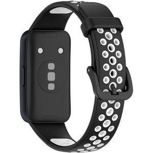 Silicone Sports Strap Compatible with Huawei Band 8 / Honor Band 8, Lightweight Sweatproof Silicone Wristband - Black&White
