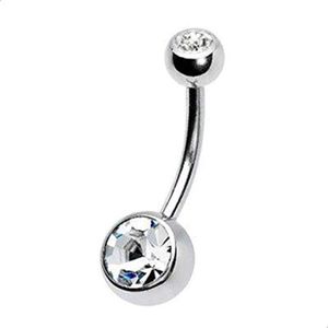 3Diamonds Swarovski Titanium Navel Belly Button Piercing Jewelry, White