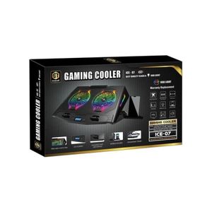 Standard ICE07 Gaming Laptop Cooler with Mobile Stand, 2 Large Fan Colorful Lights RGB Light, LCD Display,(2x140mm) - With Speed Control (250:1000 RPM) - USB Power & HUB - Phone holder