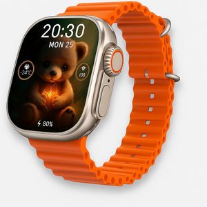 W&O X10 Ultra 3 Smartwatch with Orange Ocean Band, Large HD Display, Rugged Design for Sports and Fitness Tracking, Modern Wearable Technology for Daily Use