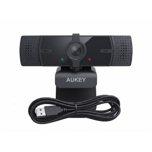 Aukey كاميرا ويب بدقة 1080P باللون الأسود مع ميكروفون رقمي مدمج، مناسبة للاجتماعات والبث المباشر والتعليم عن بعد