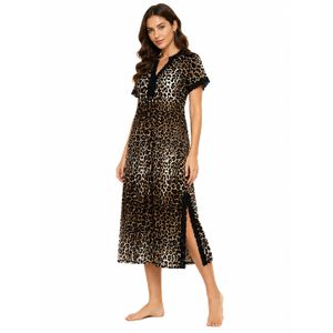 Caesar Women's tiger print nightshirt with short sleeves and side slit