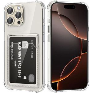 iPhone 16 Pro Max Case with Card Holder, Clear Silicone and Scratch-Resistant TPU
