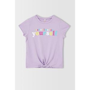 Defacto Casual Knitted Short Sleeve T-Shirt - Lilac