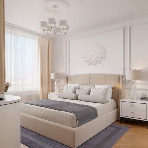 At Home  سرير مودرن منجد 160سم ضهر قطيفه ناعم مع ألواح سرير من خشب الموسكى