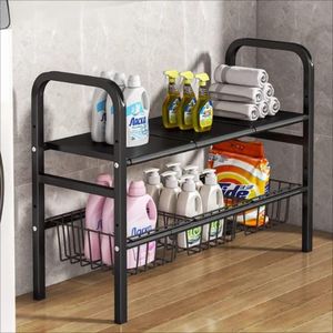Retractable Under-Sink Organizer & Storage Rack: Adjustable Heavy-Duty Shelf for Kitchen & Bathroom Clutter