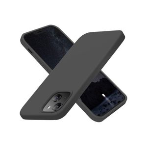 متوافق مع آيفون 13/14، جراب نحيف من السيليكون السائل مقاس 6.1 بوصة، 4 طبقات من المطاط الهلامي الناعم، جراب حماية للهاتف مقاوم للصدمات مع بطانة من الألياف الدقيقة المضادة للخدش (رمادي داكن).