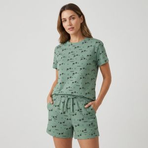 Women's printed short pajama set - Mint