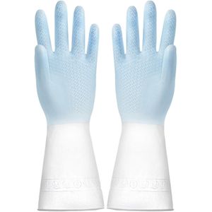 قفازات مطاطية لغسل الاطباق - قفازات تنظيف مطبخ متينة قابلة لاعادة الاستخدام لحماية اليد، قفازات منزلية غير قابلة للانزلاق للتنظيف اليومي - عبوة من قطعتين