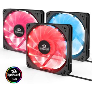Redragon جراب كمبيوتر GC-F006  باضاءة ليد ار جي بي بتدفق هواء هادئ ومروحة قابلة للتعديل مع جهاز تحكم عن بعد (120 ملم) - مجموعة 3 قطع، 4-Pin