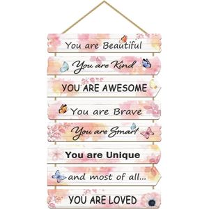 Paquesta Girls Room Decor Butterfly Wall Art for Kids Pink 1.4" x 2" MDF Wood Sign