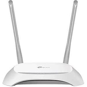 TP-Link موزع إنترنت لاسلكي 300 ميجابت/ثانية، يدعم 4 أنظمة تشغيل (راوتر، ريبيتر، أكسس بوينت)، مزود بهوائيين خارجيين - لون أبيض