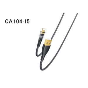 Yesido كابل شحن سريع ونقل بيانات شفاف من USB إلى لايتنينج بقوة 2.4 أمبير وطول 1.2 متر بتصميم مجدول موديل CA104 - أسود