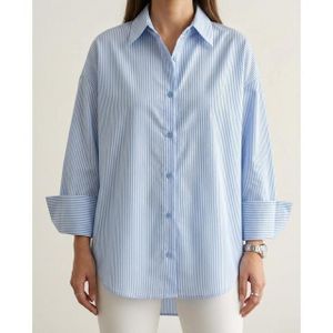 Freska Striped Chemise Poplin Cotton - BabyBlue