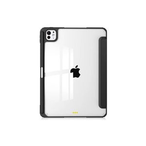 جراب نحيف هجين لجهاز iPad Pro مقاس 13 بوصة M4 (2024)، غطاء حماية ثلاثي الطي مقاوم للصدمات مع غطاء خلفي شفاف وحامل قلم مدمج لجهاز iPad Pro مقاس 13 بوصة (2024)، أسود