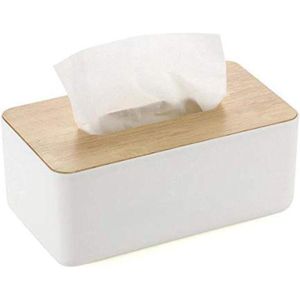  1pc Square Shape Wooden Cover Plastic Tissue Box Holder - Paper Napkin Holder Case - Tissue Holder Dispenser Organizer for Car