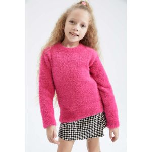 Defacto Girl Crew Neck Regular Fit Pullover - Pink
