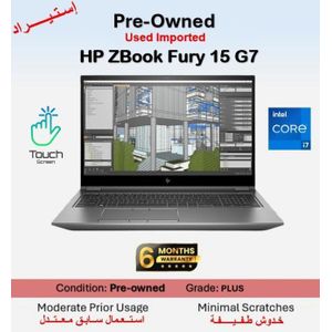 HP شراء مستعمل ZBook Fury 15 G7 Intel Core i7-10850H - RAM 16GB - تخزين SSD 512GB - بطاقة رسومات NVIDIA Quadro T1000 مع Max Q Design 4GB Graphics - الفئة B - ويندوز - شاشة 15.6 بوصة لمس 4K - لوحة مفاتيح إنجليزية (مستورد مستعمل)
