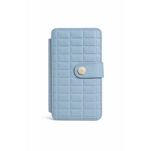 Women Long Wallet Plaid Design Light Pink Color With Card Holder Transparent Window And Gold Button Closure