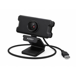 Aukey كاميرا ويب Full HD 1080P بدقة 1920  1080 بكسل مع ميكروفون رقمي مدمج واتصال USB 2.0 - موديل PC-W10 - لون أسود - مثالية للعمل عن بعد والاجتماعات والبث المباشر