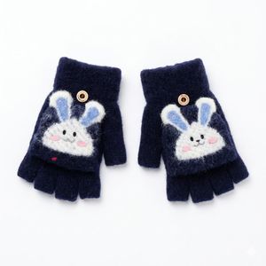 قفازات شتوية للأطفال بتصميم أرنب محبوكة من الصوف الناعم مع غطاء قلاب للأصابع قابلة للتحويل لتدفئة اليدين في الطقس البارد مناسبة للبنات والأولاد مقاس مرن
