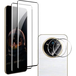  واقي شاشة من زد زد جوج متوافق مع ريلمي 14 برو+/برو بلس للزجاج المقسى، قطعتين من الزجاج الواقي وقطعتين من غشاء واقي الكاميرا، صلابة 9، مضاد للخدش، خالي من الفقاعات، شفاف HD 