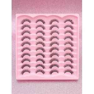 20 Pairs 3D Faux Mink Eyelashes Mega Value Pack - Fluffy Wispy Long Fake Lashes Set, Natural Thick Cross-Criss Eyelash Kit