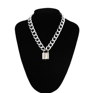 Aesthetic Women's Chain Necklace With Lock in form heart / Gothic Emo  Grunge Pendants