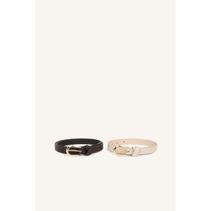 Defacto Woman Oval Buckle Faux Leather Dual