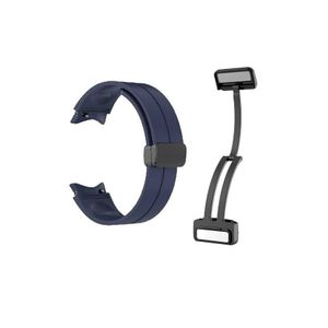 سوار سيليكون فاخر بإغلاق مغناطيسي، متوافق مع ساعات Galaxy Watch 5 (44 مم) / Galaxy Watch 5 Pro (45 مم) / Galaxy Watch 4 / Watch 4 Classic / سوار سيليكون قابل للتعديل، لون أزرق