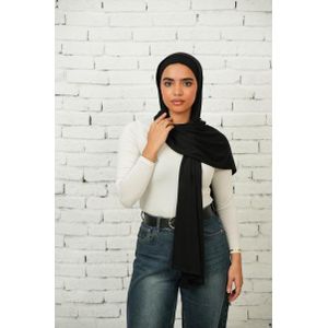 Double Stretch Cotton Lycra Scarf with Matching Bonnet – Black