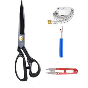 High-Quality Carbon Steel Sewing Scissors – Suitable for sewing, leatherwork, and general use (home, office, and art projects) – 10-inch, 4-in-1 – German-style model.