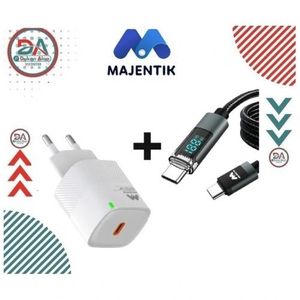 Majentik رأس الشاحن MC-002    واط 25+ كابل ماجينتك مضئ تايب سي ل تايب سي