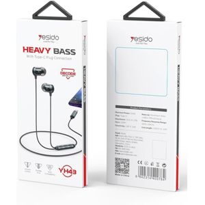 Yesido YH43 Type-C / USB-C Interface In-Ear Wired Earphone, Length:1.2m Black